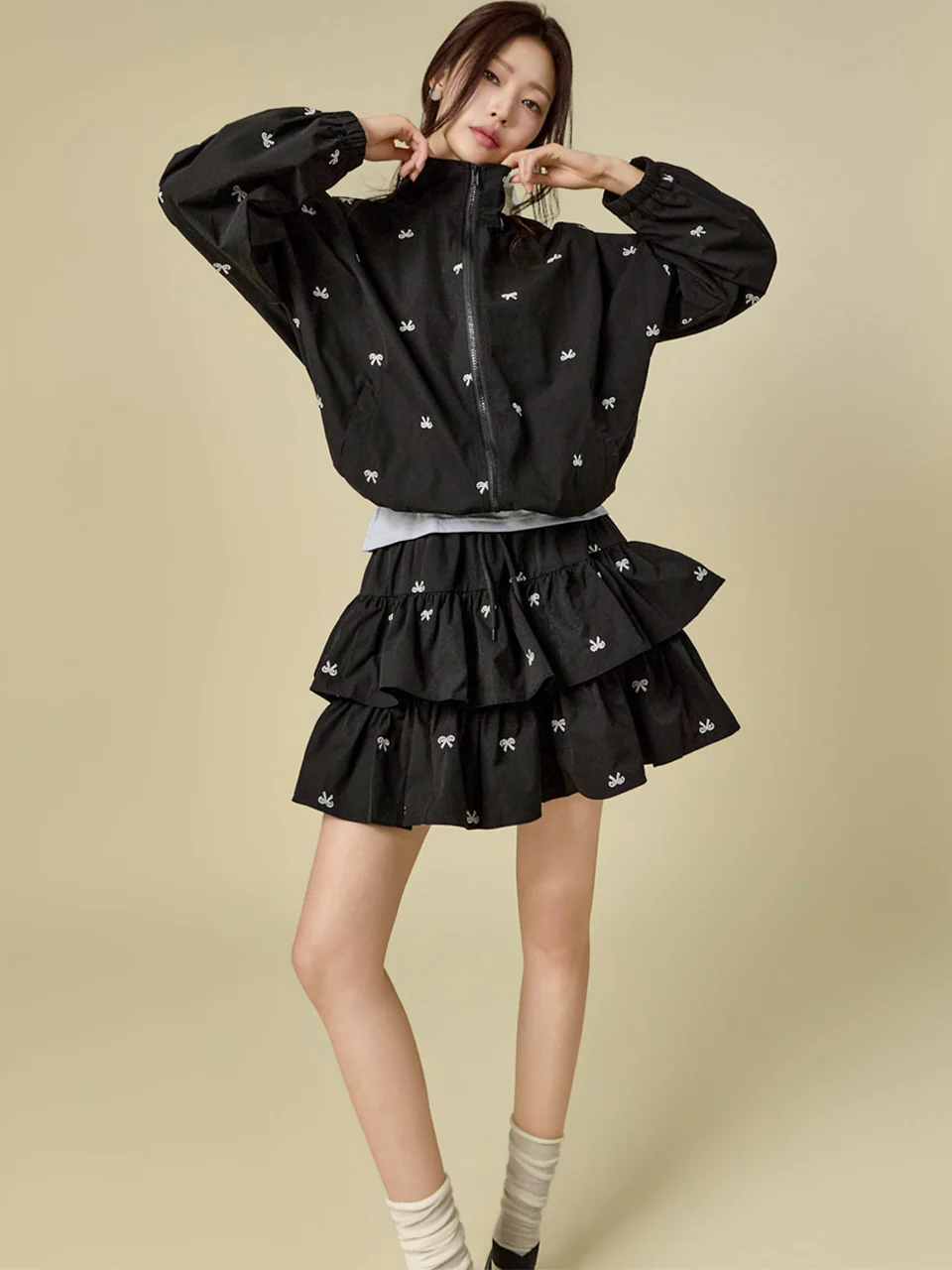 D5537 Ribbon Zip-Up Two-Piece