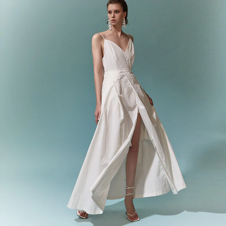 D9355 Heart Neck Slit Dress - Image 2