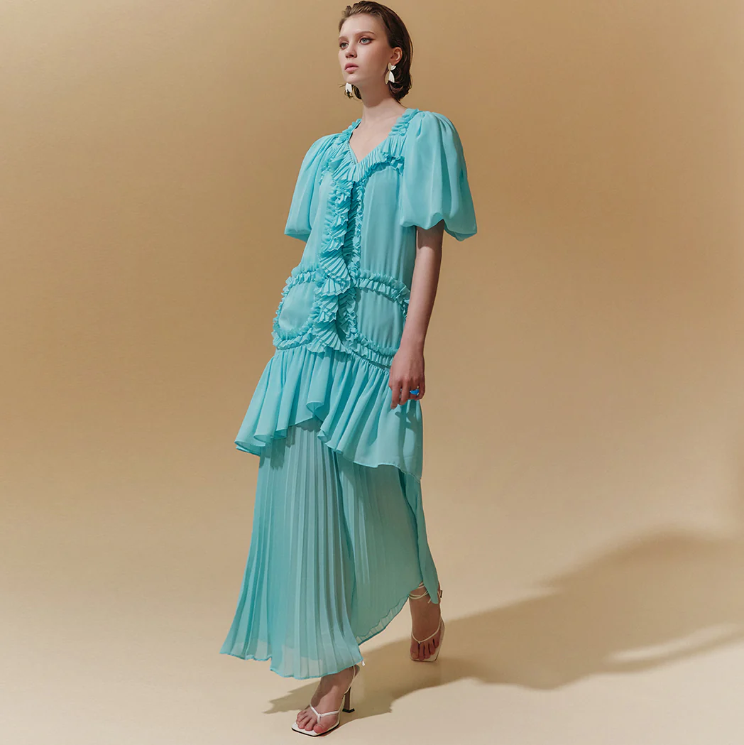 D9383 Frill Pleated Dress - Image 2
