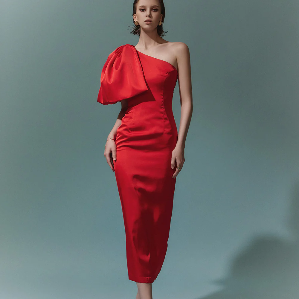 D9428 One Shoulder Ribbon Dress - Image 2