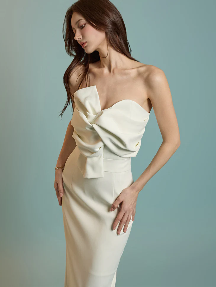 D9442 Ribbon Twist Tube Top Dress
