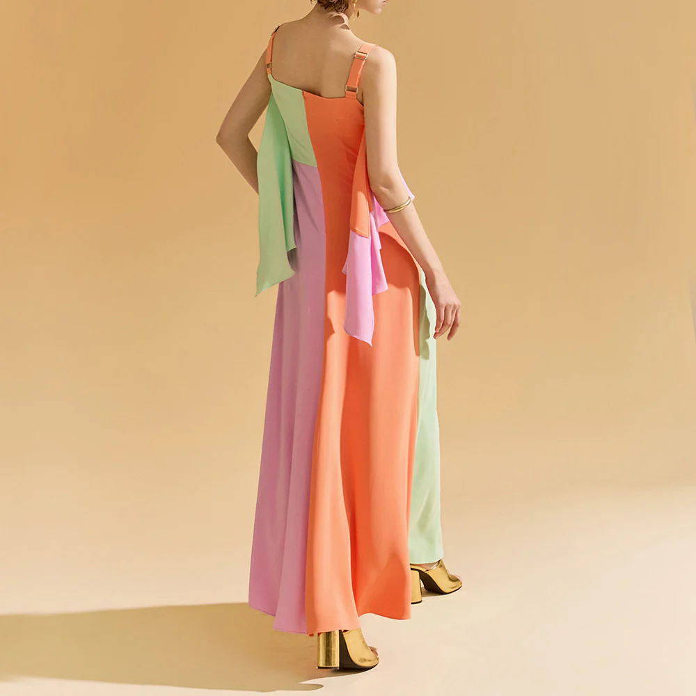 D9449 Color Contrasting Sleeveless Dress - Image 2