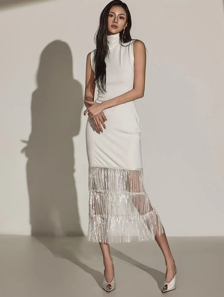 D9461 Spangle Sheer Knit Dress