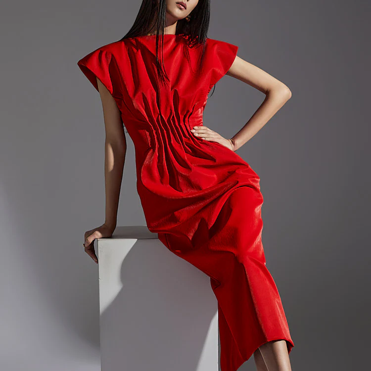 D9464 Crackled Texture Leather Dress - Image 2