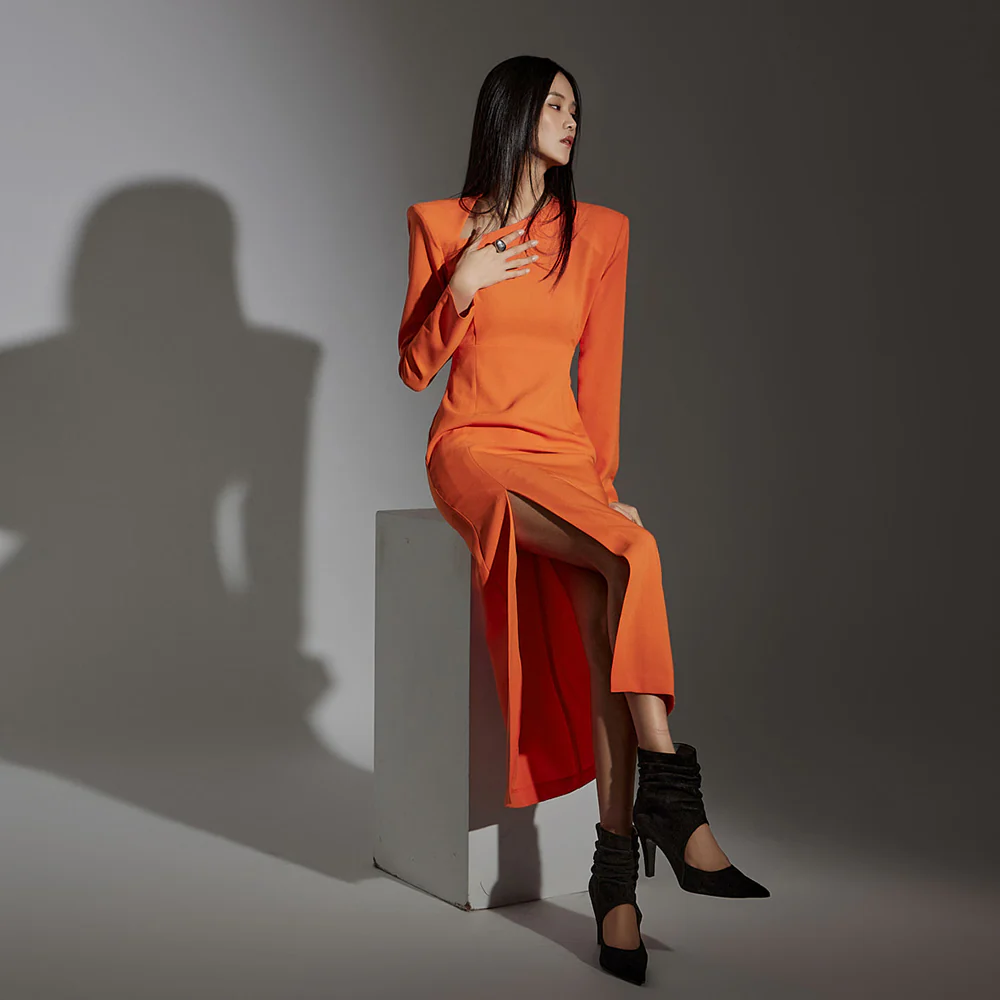 D9470 Asymmetrical Neckline Dress - Image 2