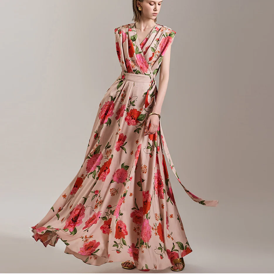 D9489 Flower Wrap Dress - Image 2