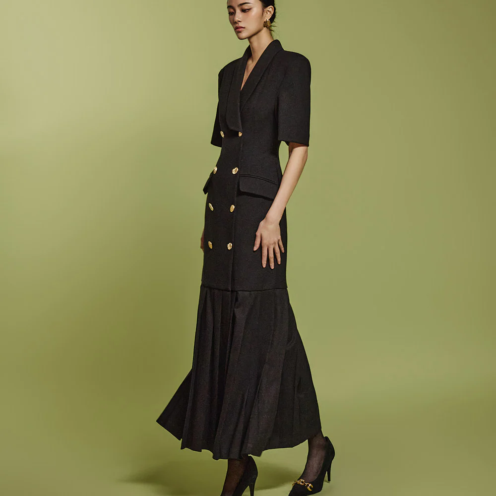 D9512 Shawl Collar Dress - Image 2