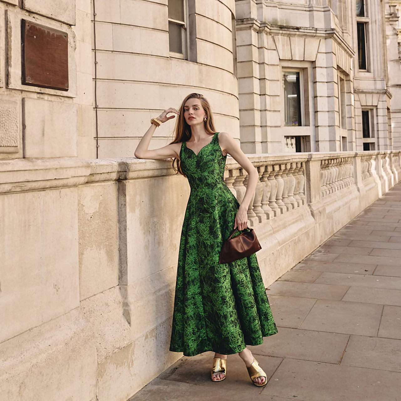 D9532 Flower Jacquard Dress - Image 2