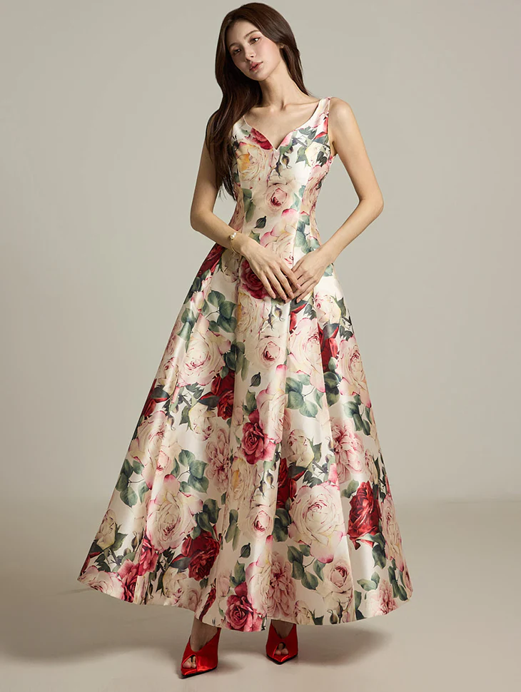 D9538 Floral Patterned Dress