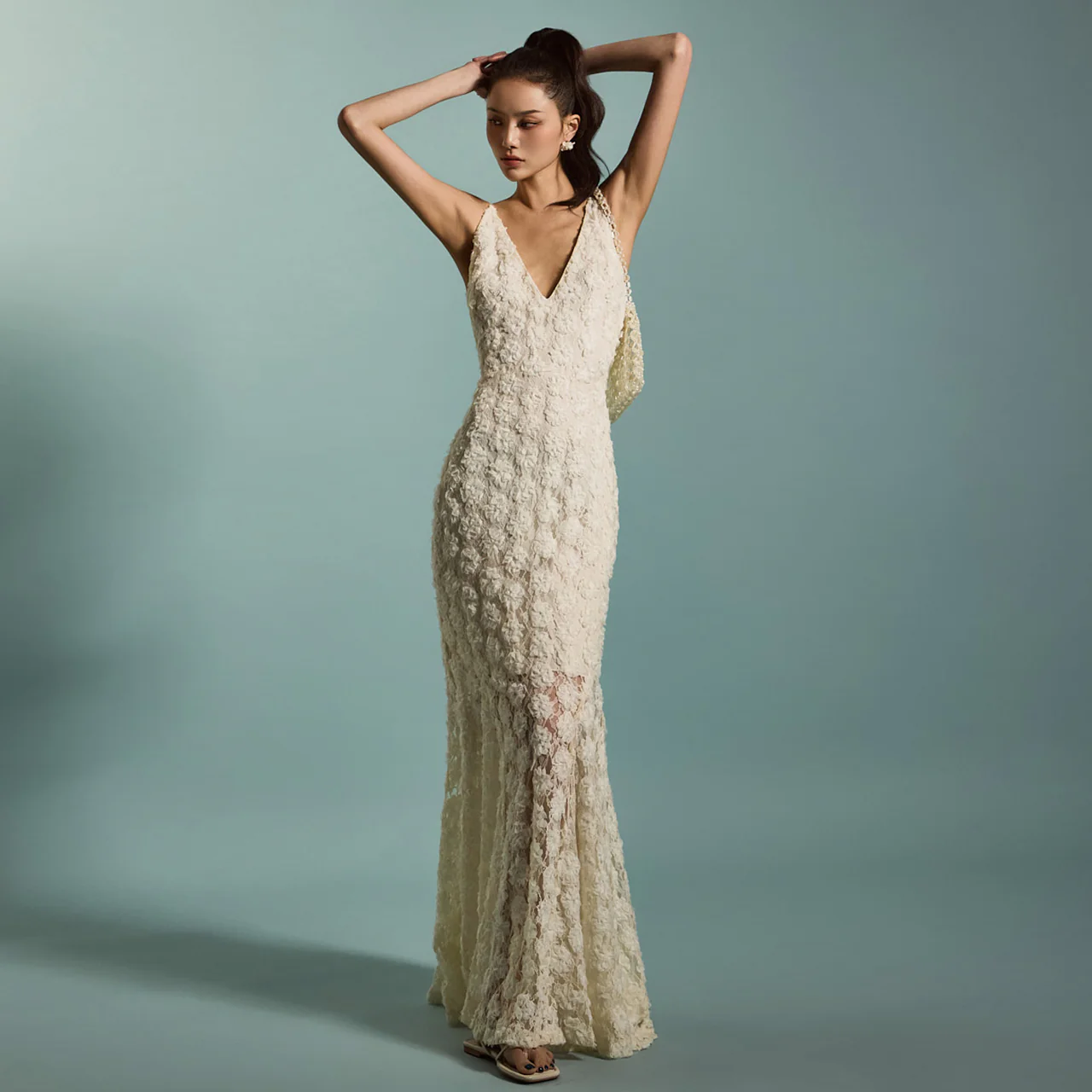 D9541 Floral Lace Dress - Image 2