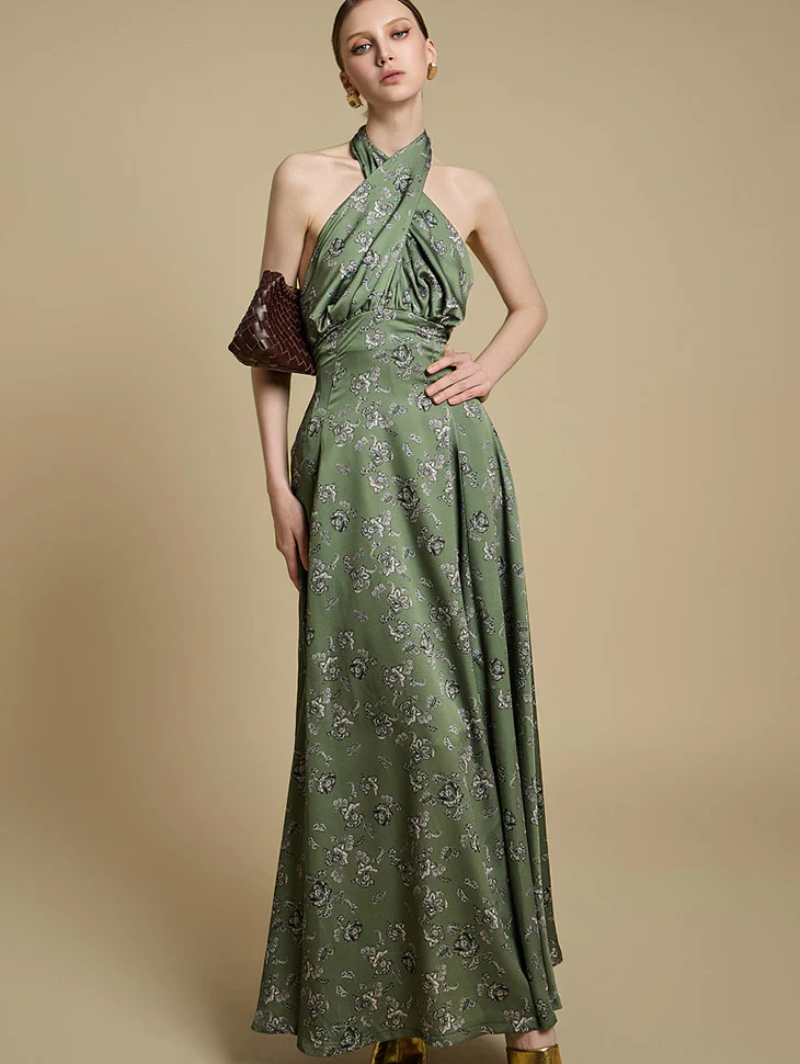 D9542 Halterneck Flower Dress - Image 2