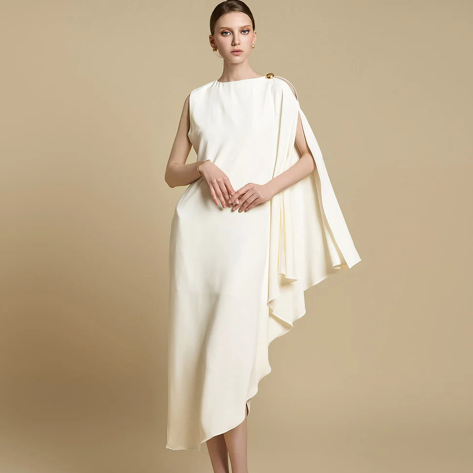 D9543 Asymmetric Sleeve Dress - Image 2