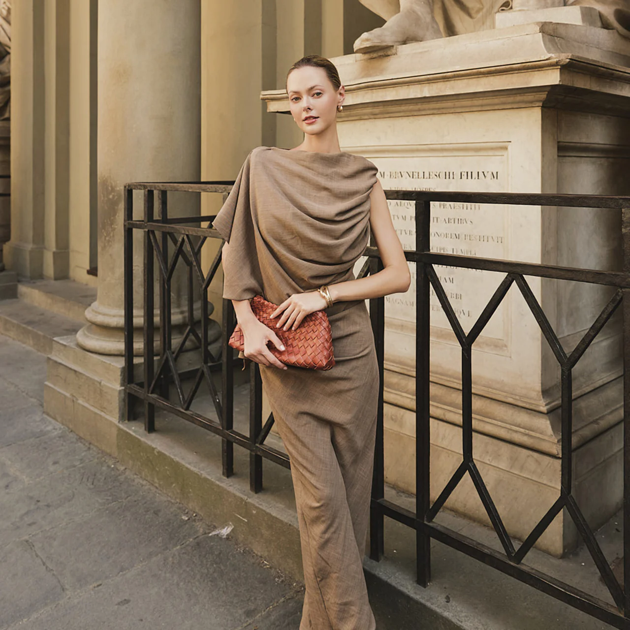 D9546 Draped Cape Dress - Image 2