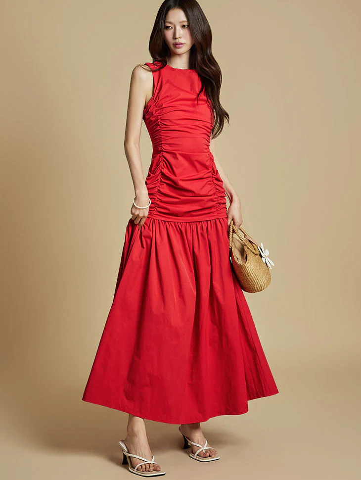 D9548 Shirring Maxi Dress