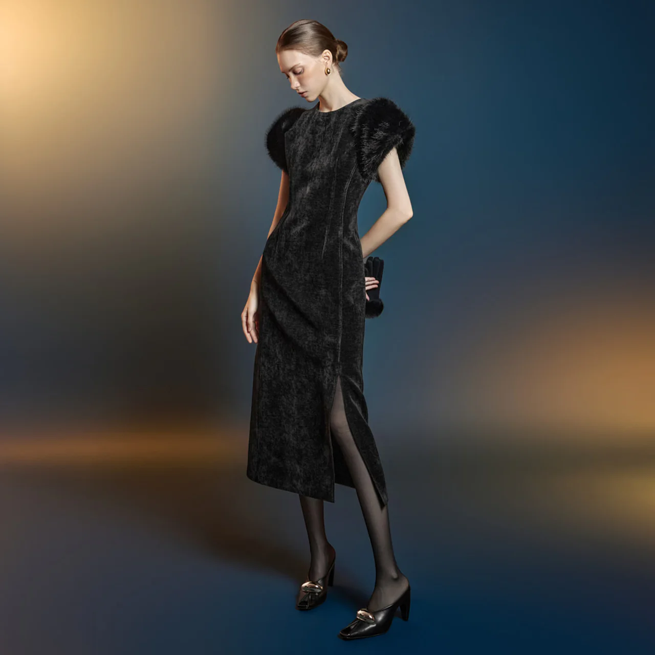 D9572 Fur Dress - Image 2