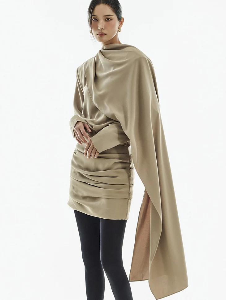 D9573 Drape Mini Dress