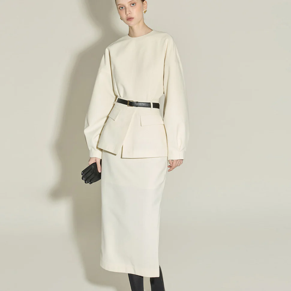 D9579 Layered Dress with Belt - Image 2