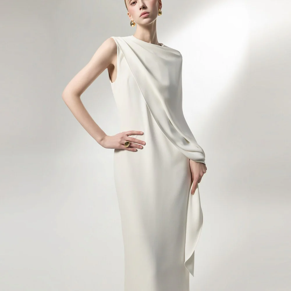 D9585 Draped Cape Maxi Dress - Image 2