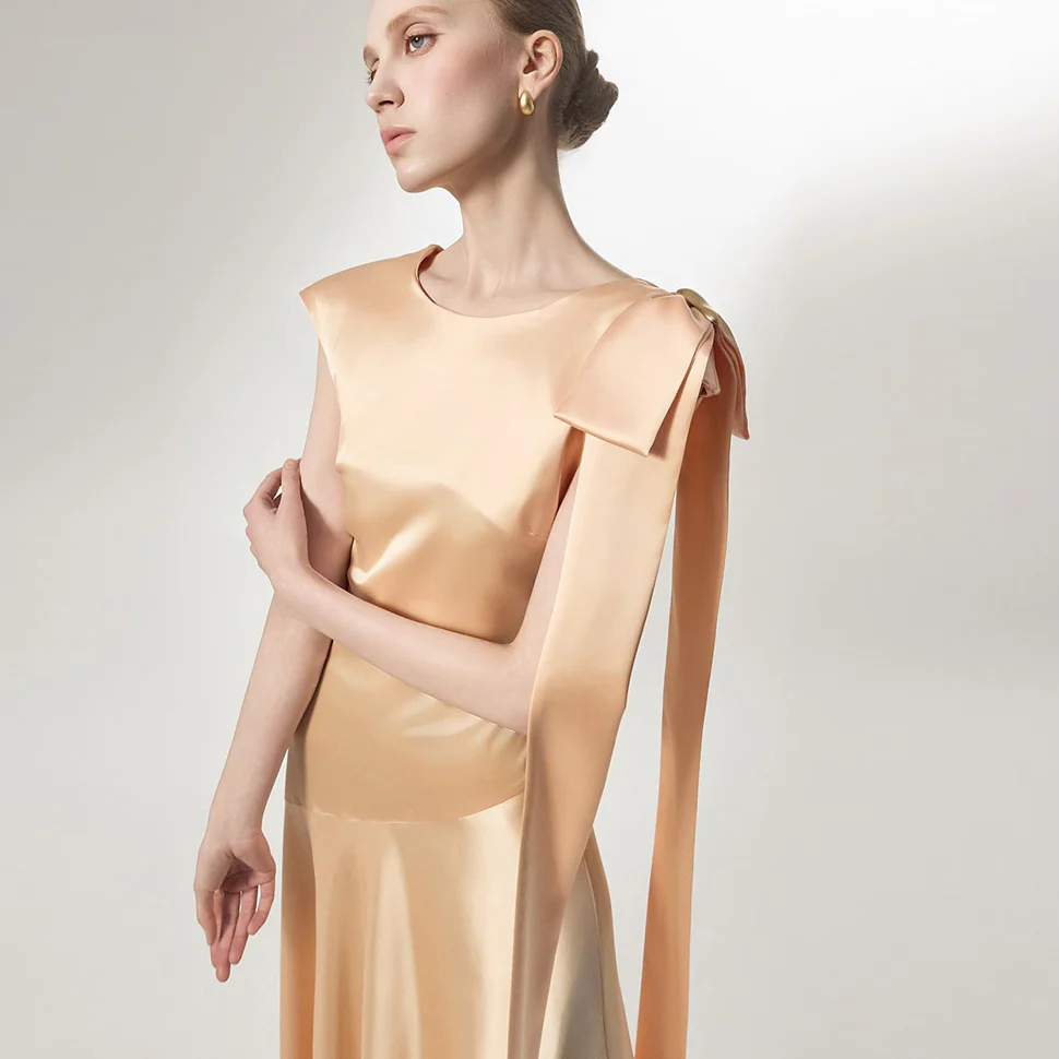 D9590 Satin Maxi Dress - Image 2