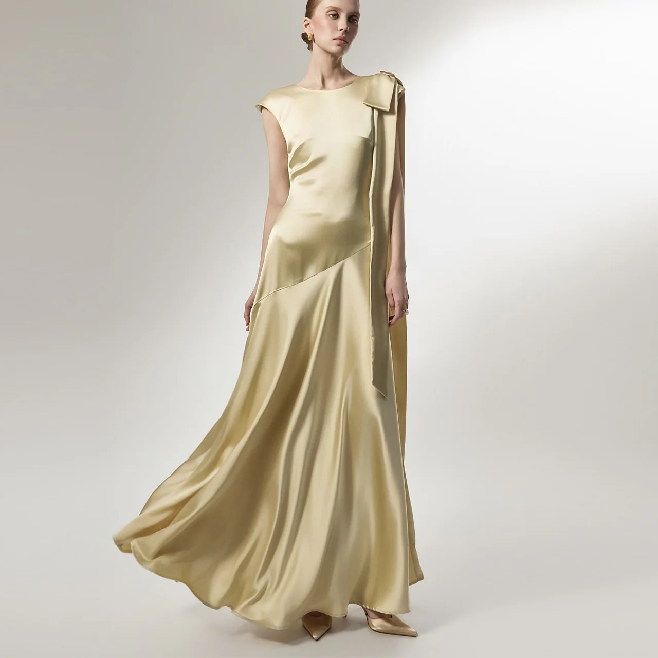 D9590 Satin Maxi Dress - Image 2