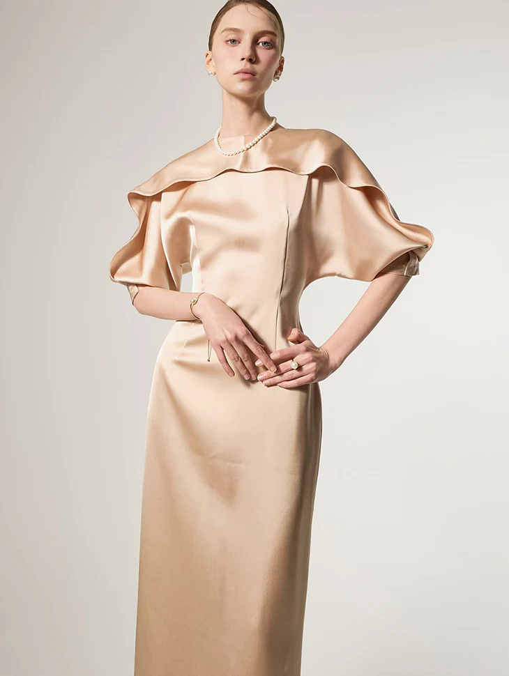 D9594 Cape Slim Dress