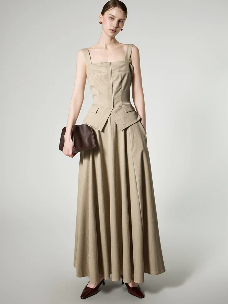D9597 Corset Line Flare Dress