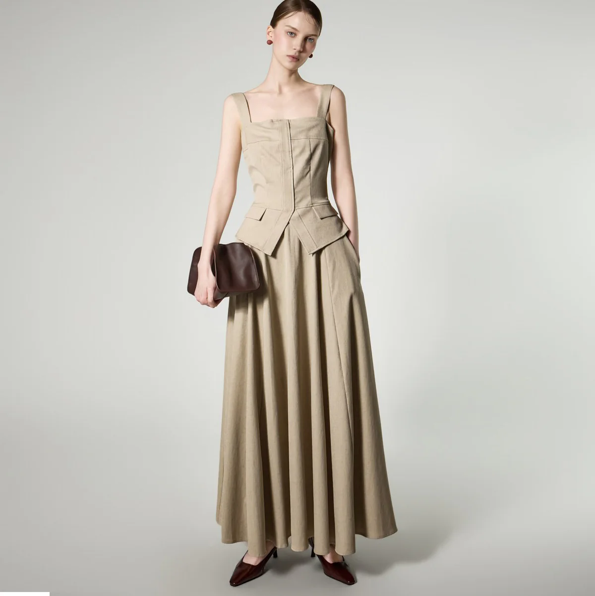 D9597 Corset Line Flare Dress - Image 2