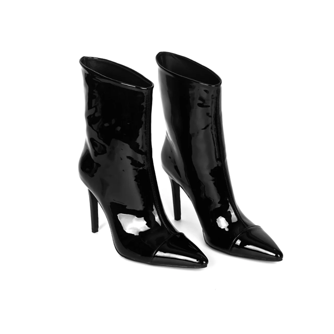 DTAR-004 Patent Leather Heeled Ankle Boots - Image 2