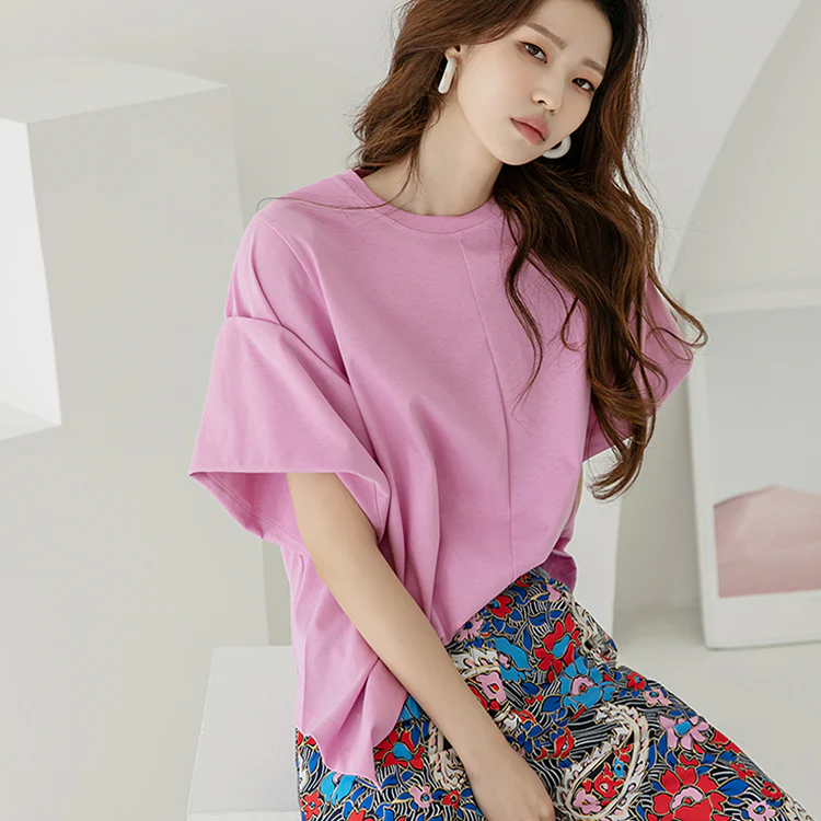 E2461 Rolled-up Sleeve Top - Image 2