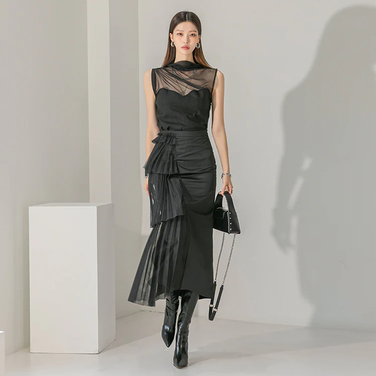 E2795 High neck See-through Sleeveless - Image 2