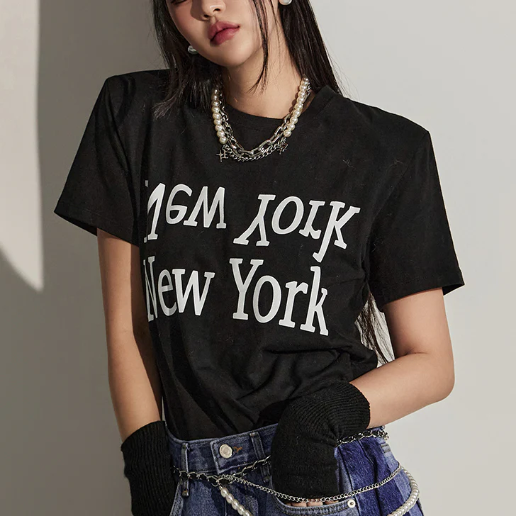 E2814 Printed Shoulder Pad T-Shirt - Image 2