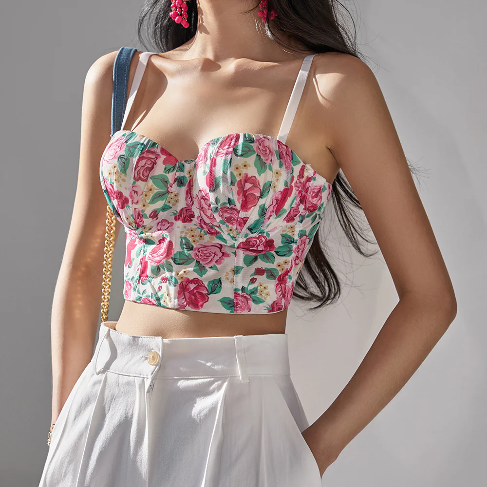 E3022 Flower Chiffon Tube Top Sleeveless - Image 2