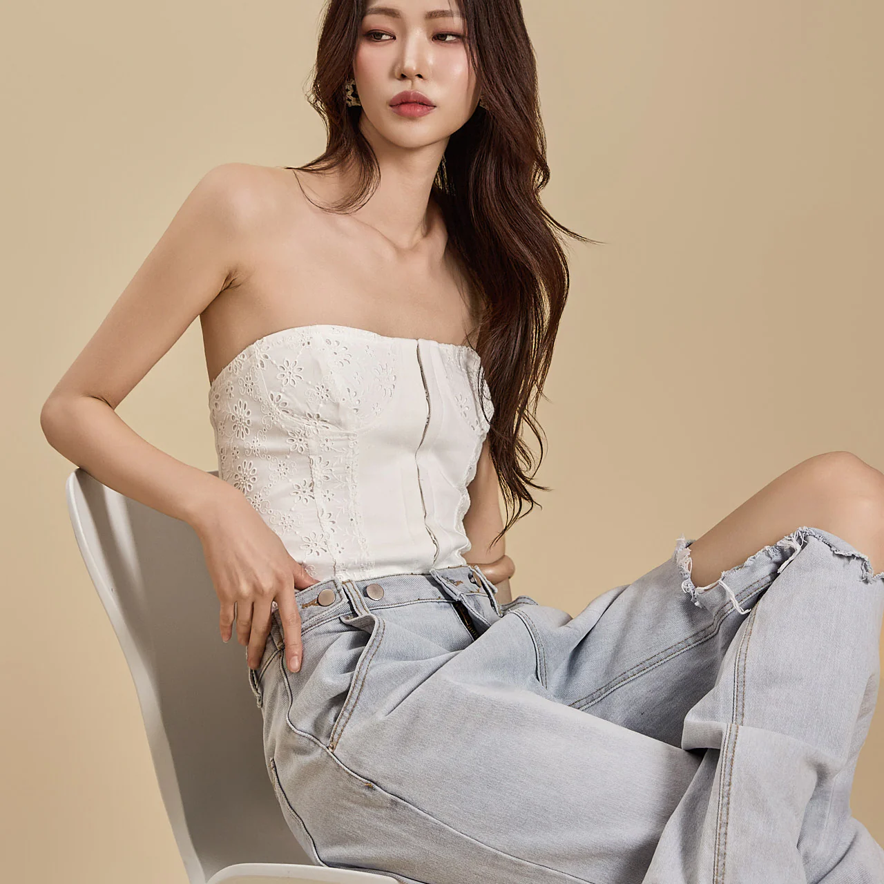 E3503 Embroidered Tube Top - Image 2