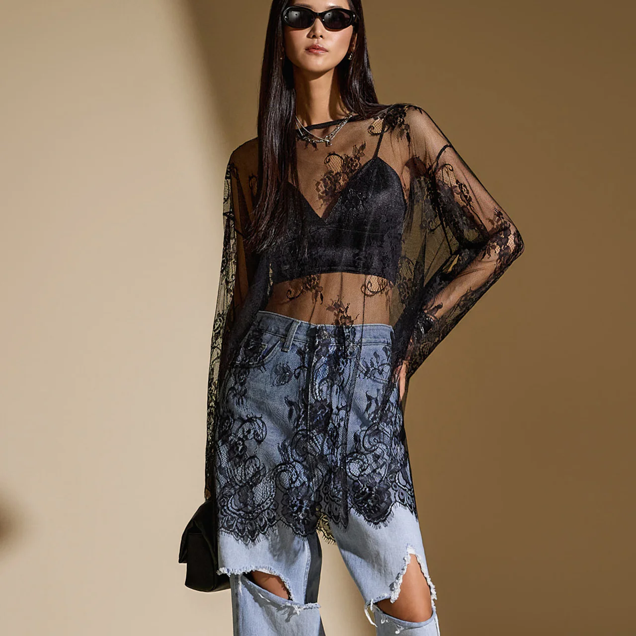 E3509 Flower Sheer Top - Image 2