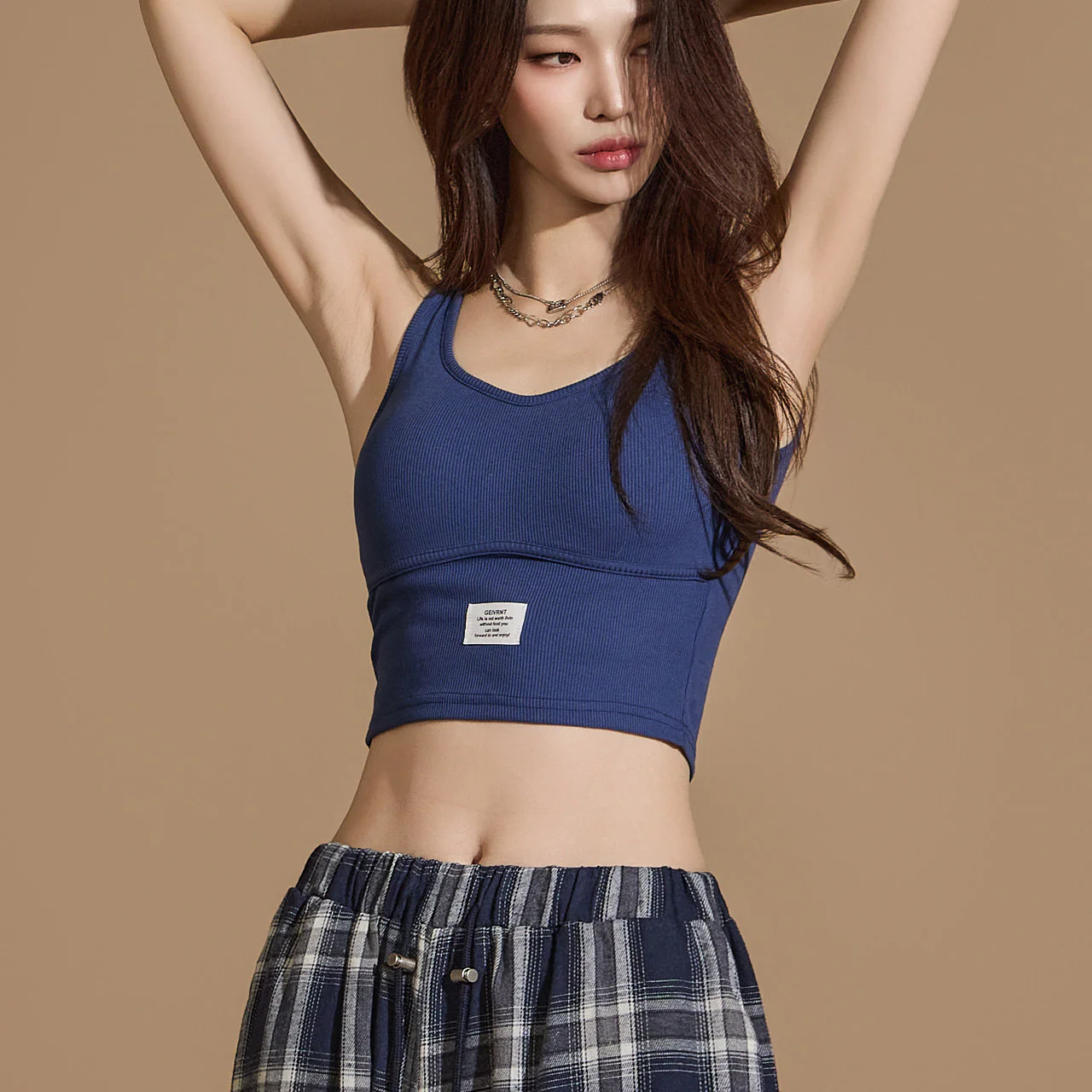 E3515 Inner Cap and Patch Sleeveless Top - Image 2