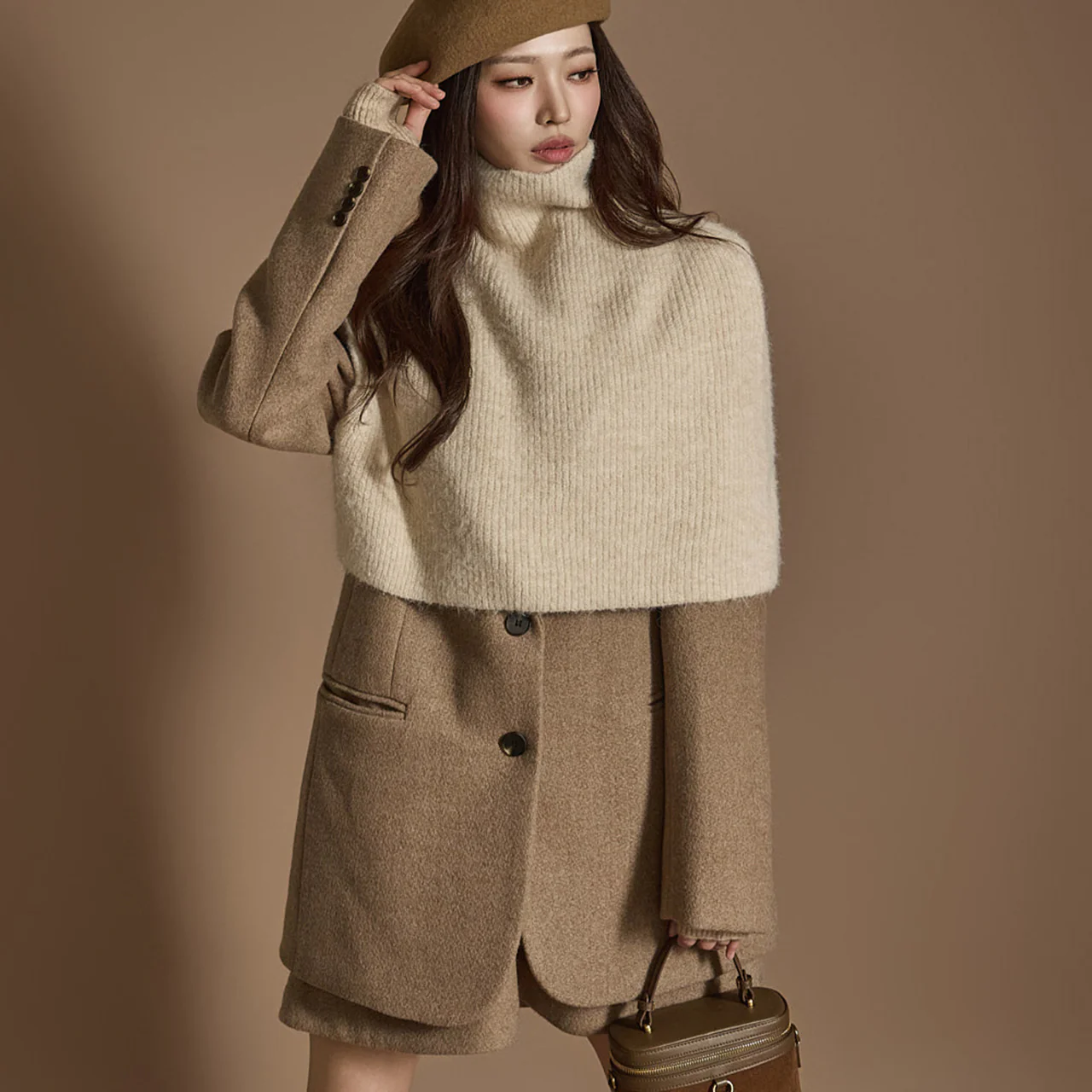 E3607 Turtleneck Shawl Wool Knit - Image 2