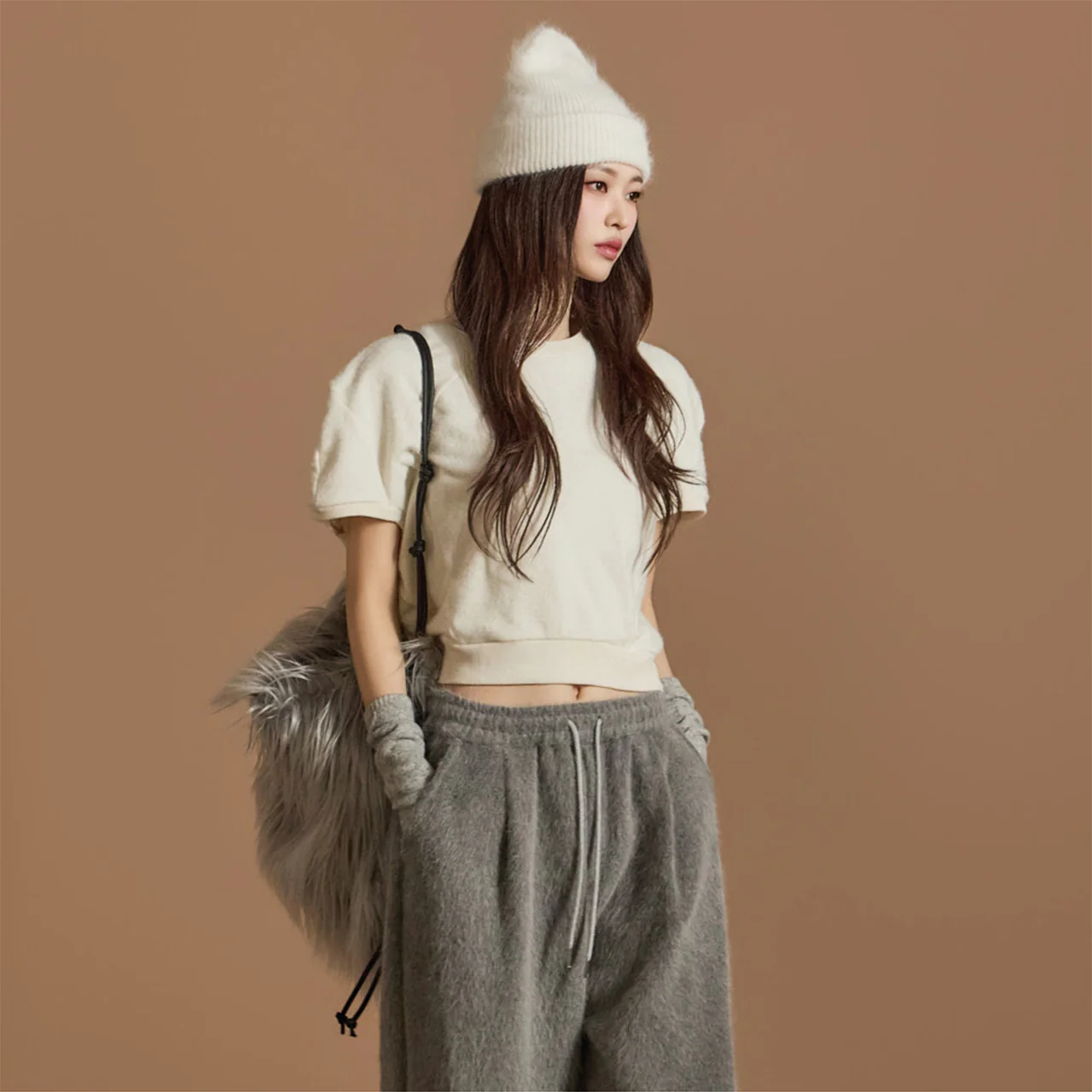 E3626 fleece-lined Slit Sweatshirt - Image 2