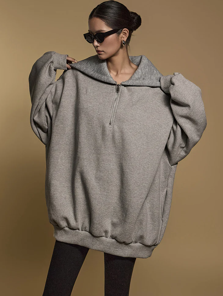 E3688 Sailor Collar Fleece-lined Sweatshirt