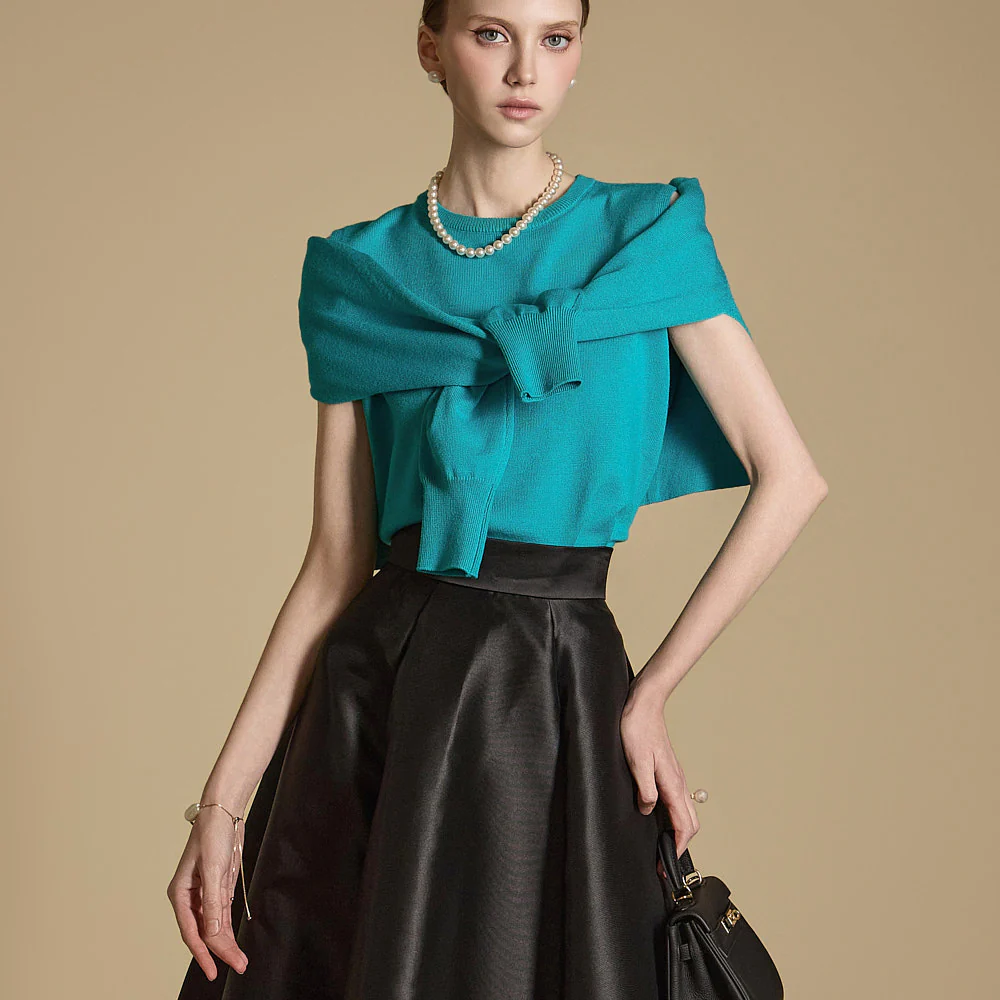 E3694 Sleeveless Knit with Shawl - Image 2