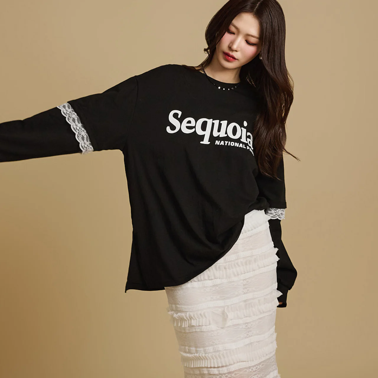 E3713 Text Lace T-Shirt - Image 2
