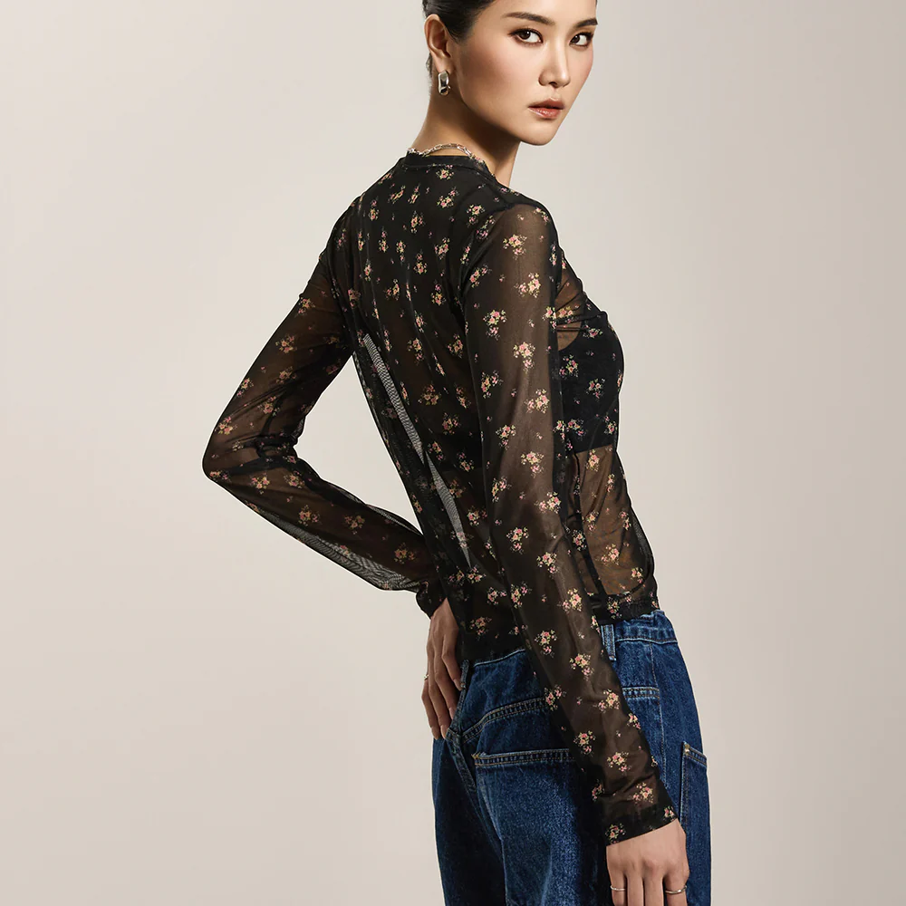 E3716 Floral Sheer Top - Image 2