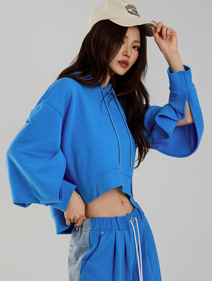 E3741 Asymmetric Hooded Top
