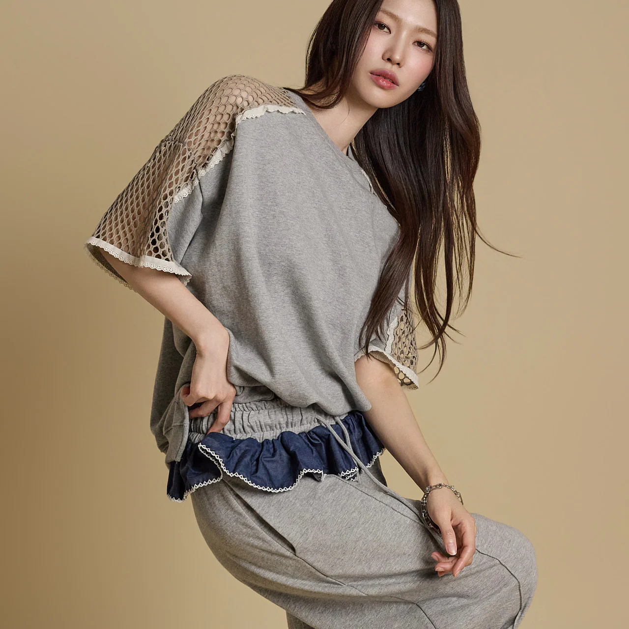 E3772 Net Sleeve T-Shirt - Image 2