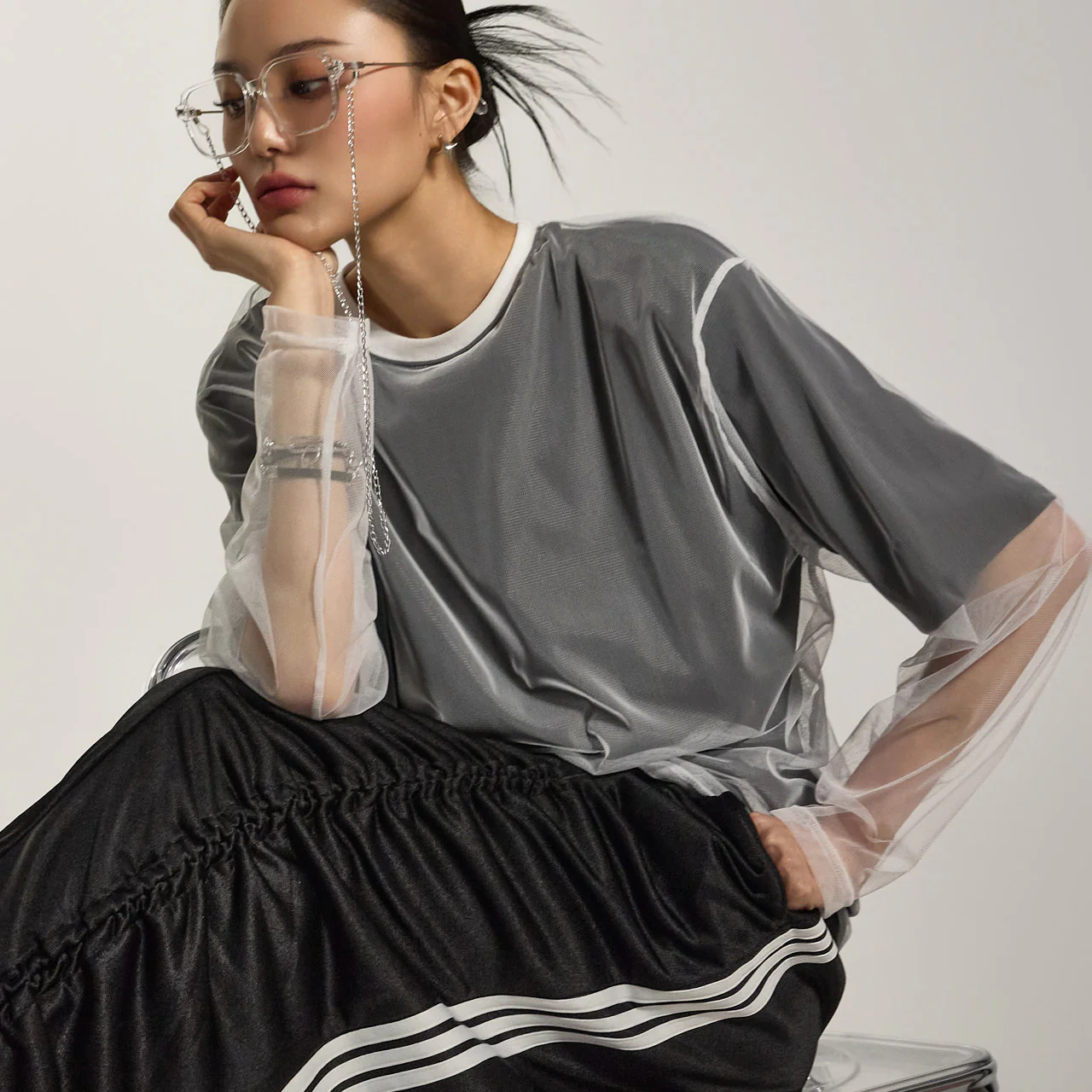 E3796 Net Layered T-Shirt - Image 2