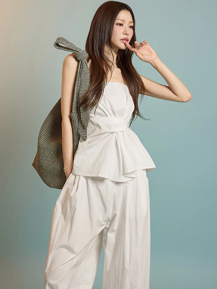 E3808 Shirring Off-Shoulder Top