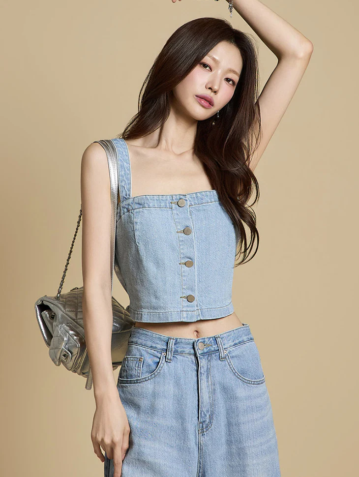 E3840 Denim Bustier Top