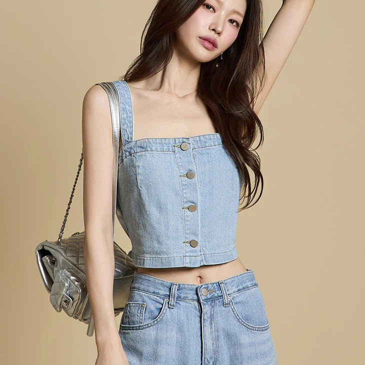 E3840 Denim Bustier Top - Image 2