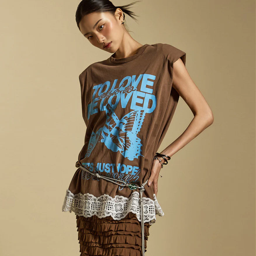 E3855 Printed Sleeveless T-Shirt - Image 2