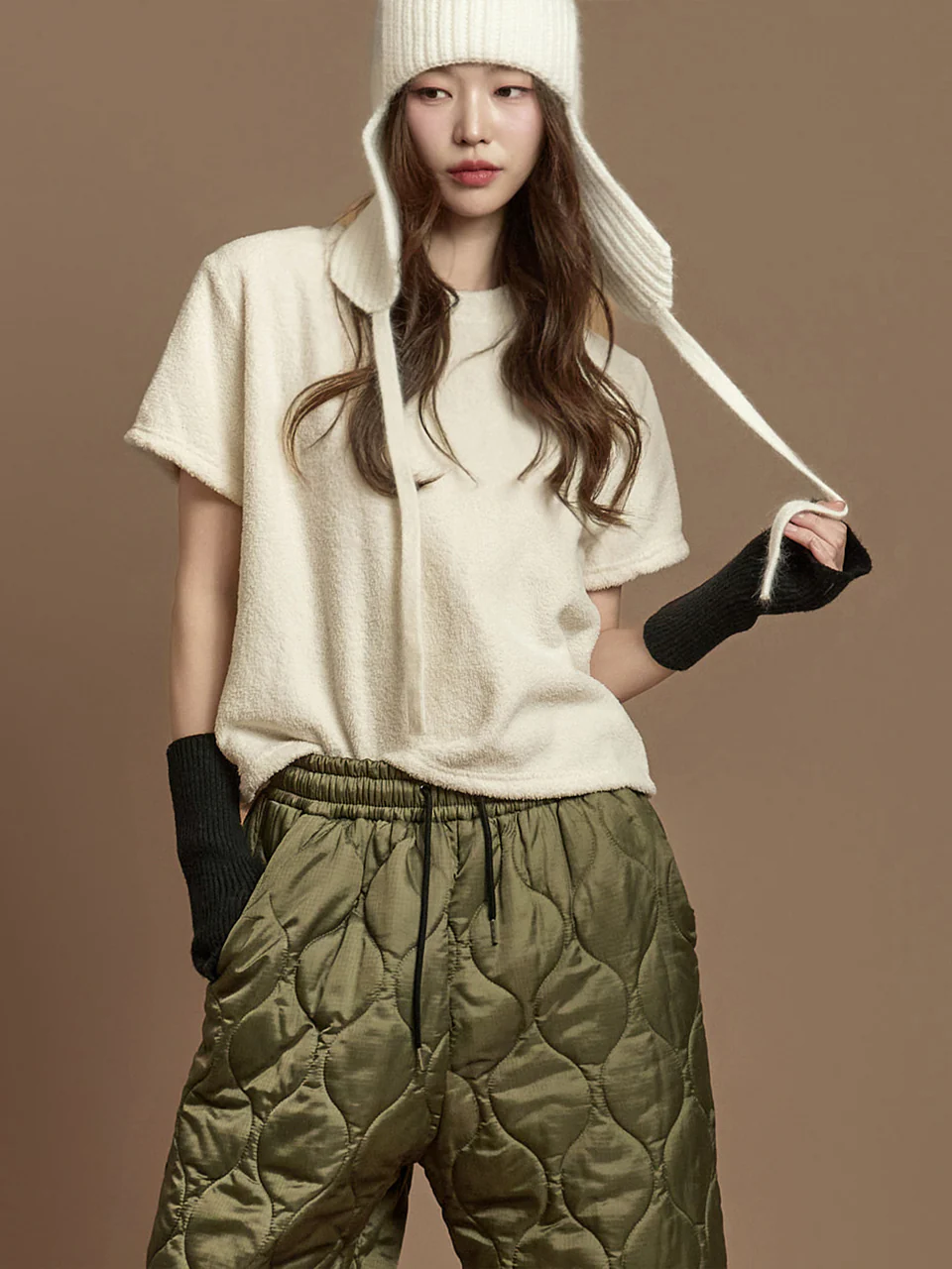 E4057 Boucle Short Sleeve Tops