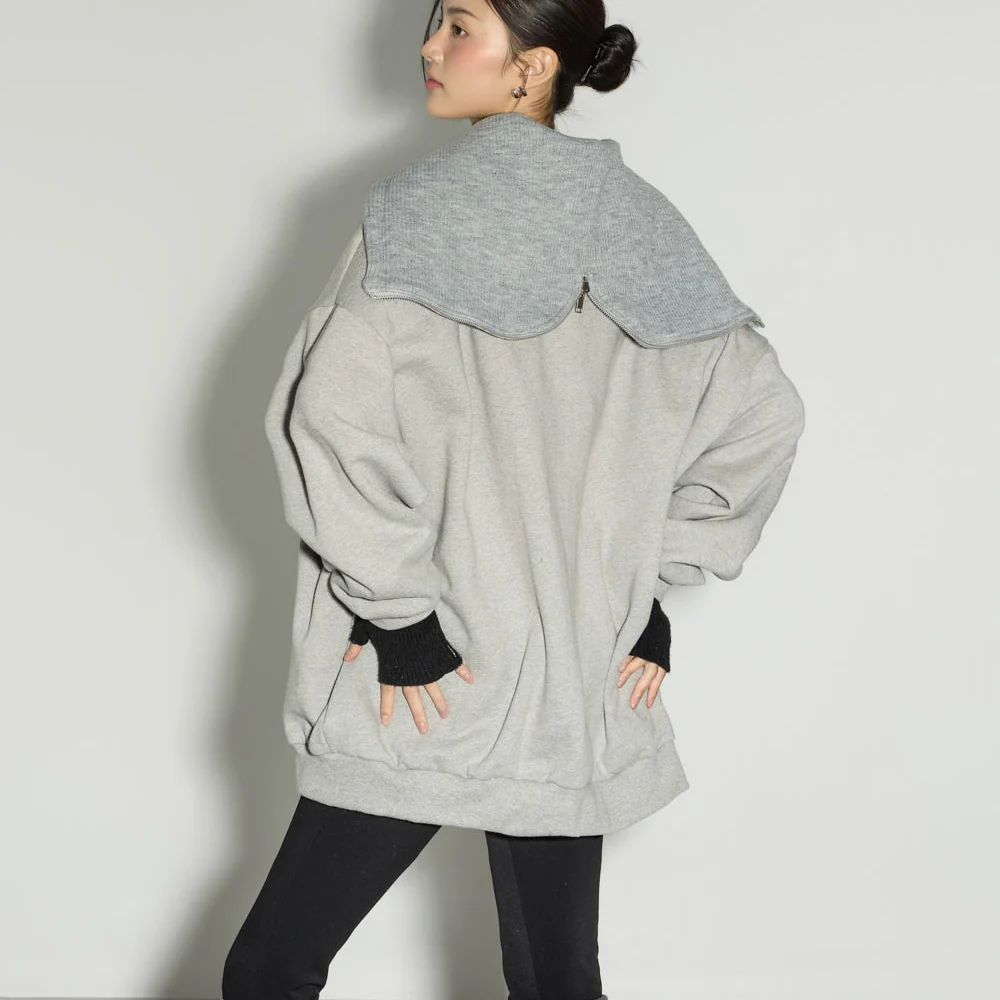 E4071 Sailor Collar Fleece Sweatshirt - Image 2